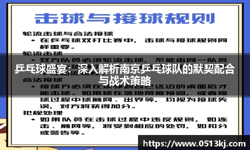 乒乓球盛宴：深入解析南京乒乓球队的默契配合与战术策略